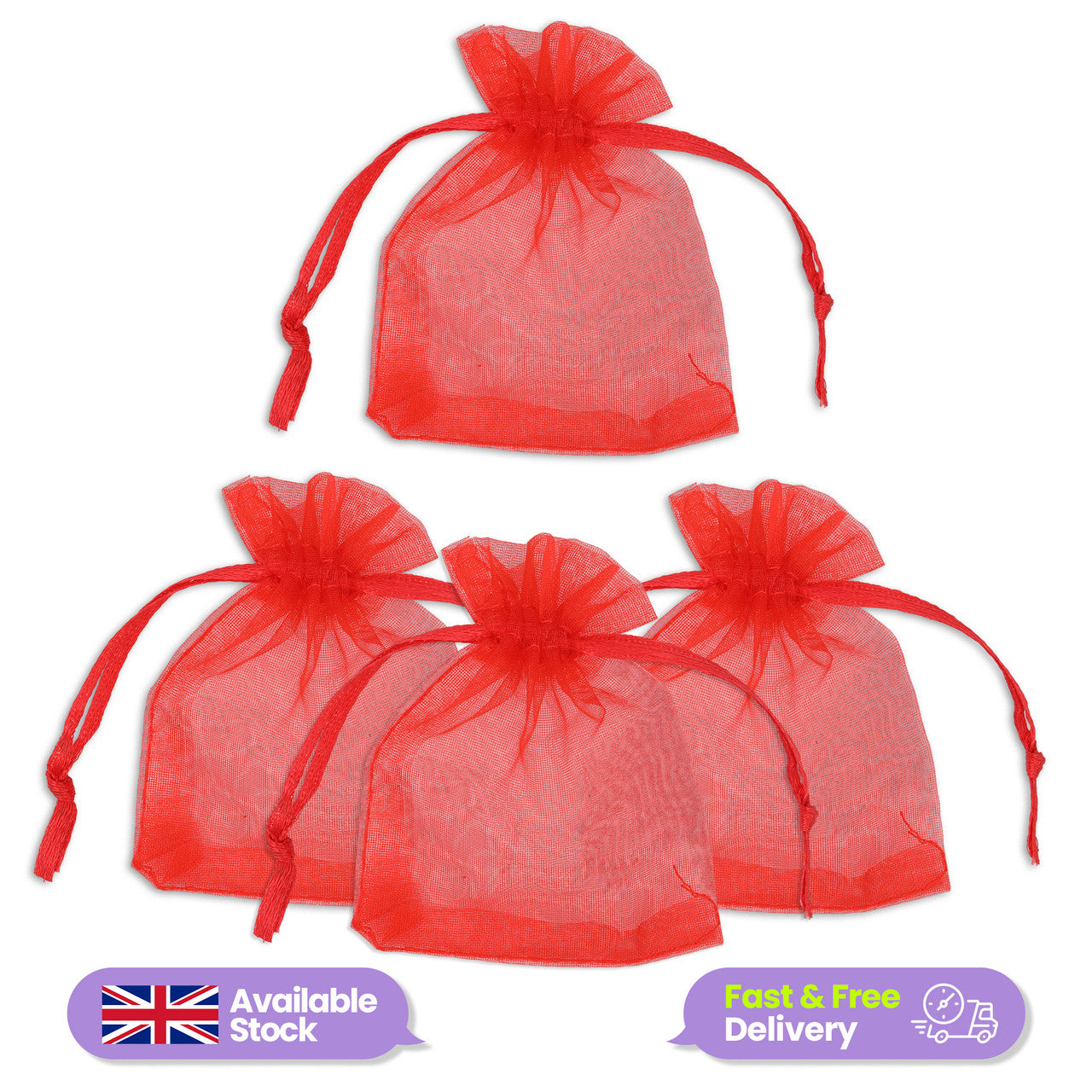 Organza Bags - 7cm x 9cm - 100pcs - Red