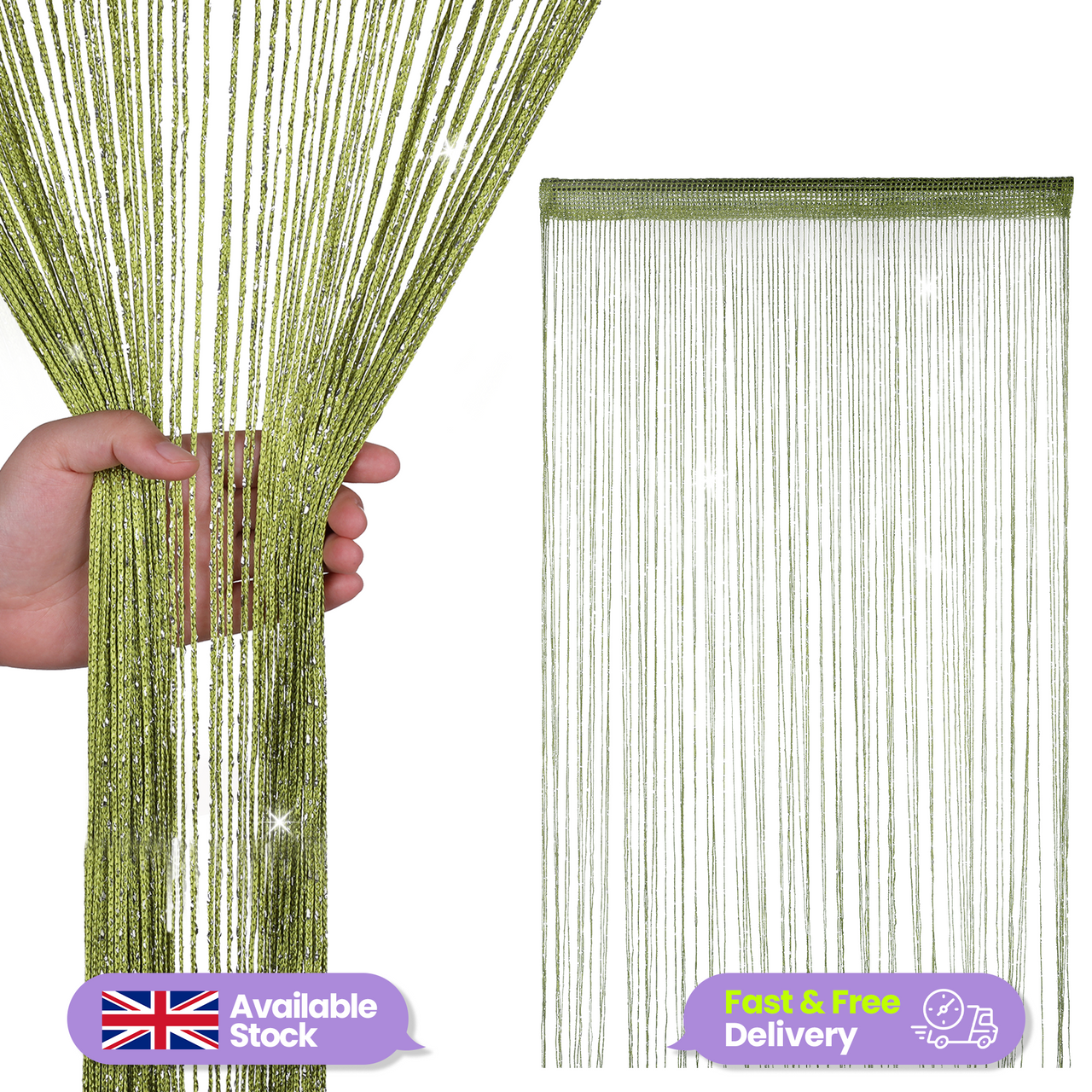 String Curtain Panel - Green