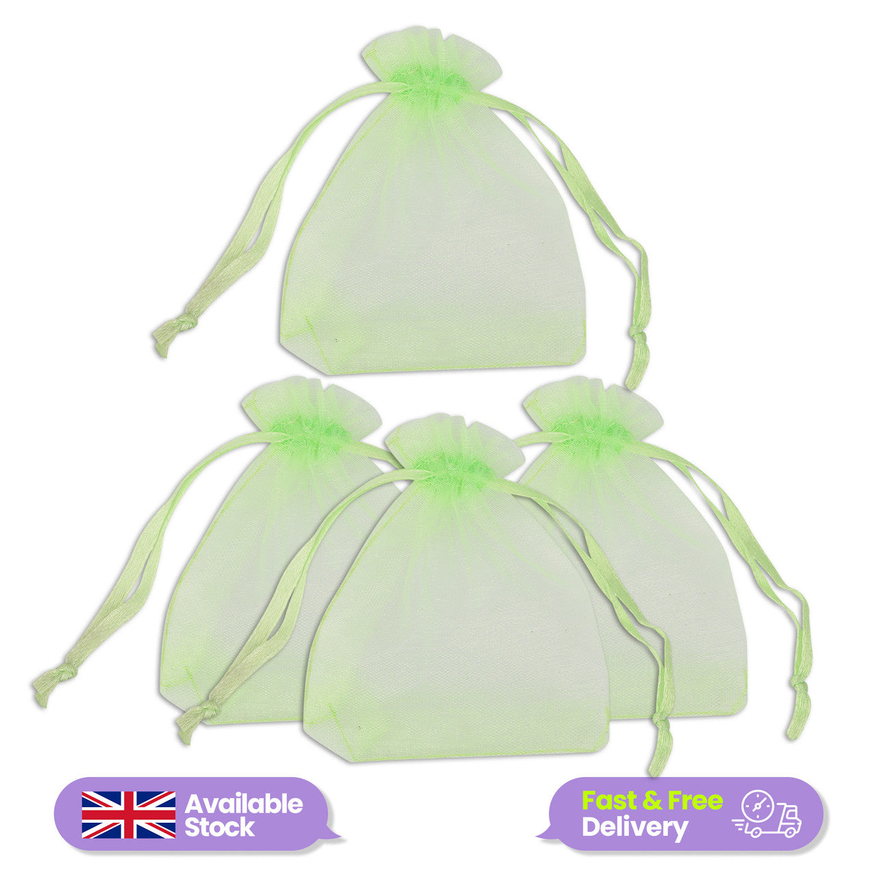 Organza Bags - 7cm x 9cm - 100pcs - Light Green