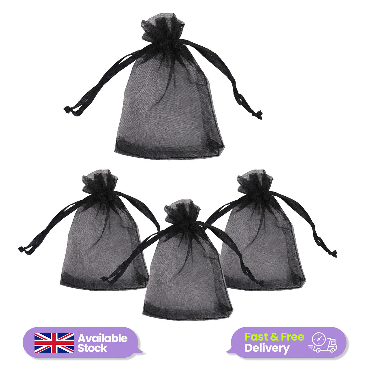 Organza Bags - 7cm x 9cm - 100pcs - Black