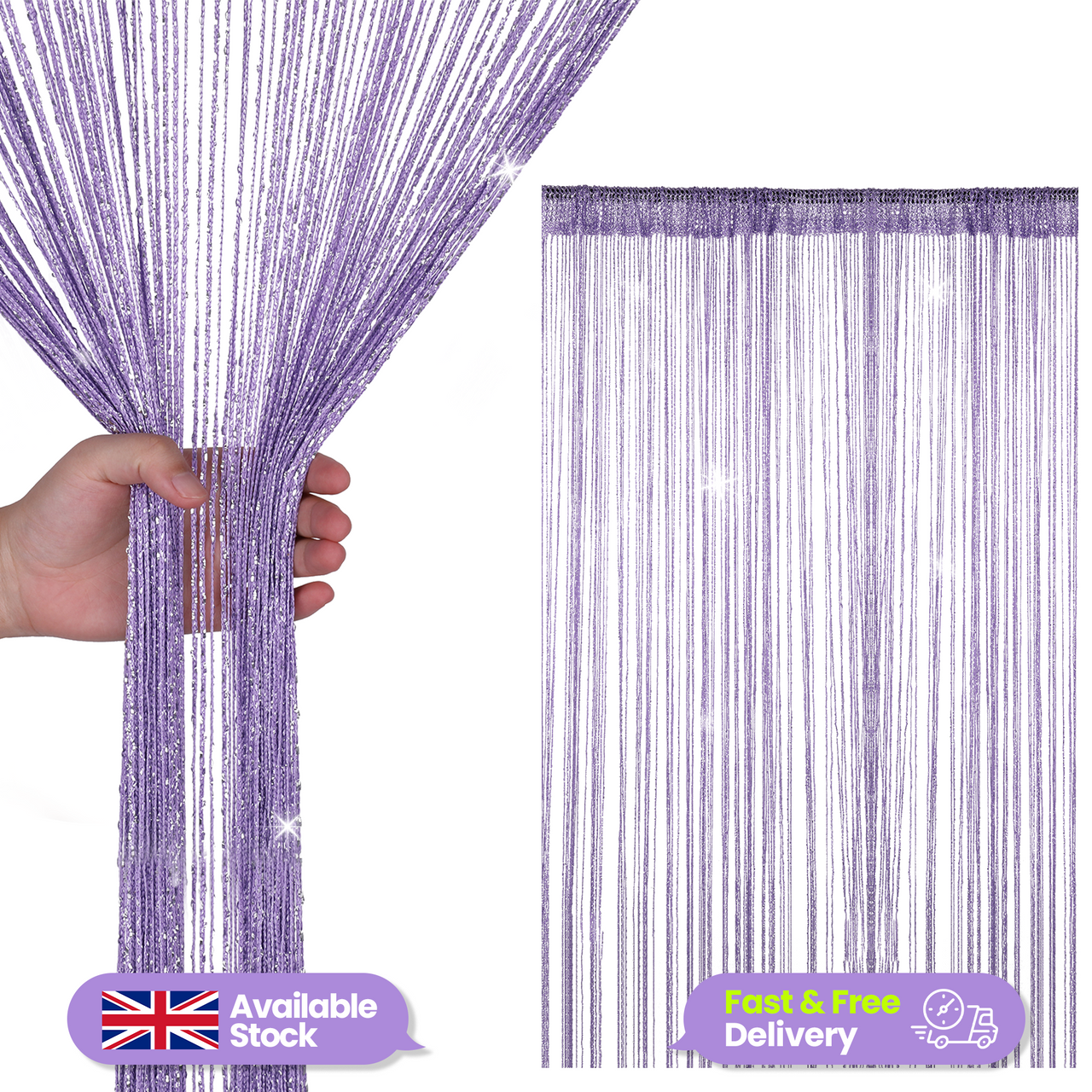 String Curtain Panel - Light Purple