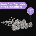 Diamante Flower Design Hair Pins - 10pcs
