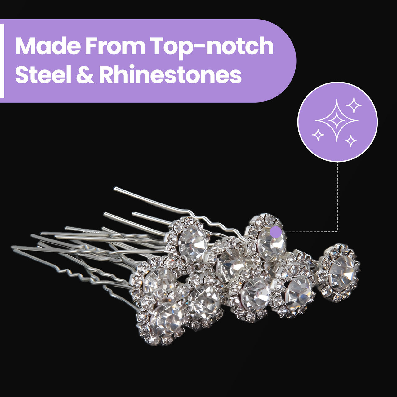 Diamante Flower Design Hair Pins - 10pcs