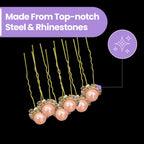 Pearl Flower Hair Pins (10pcs) - Pink
