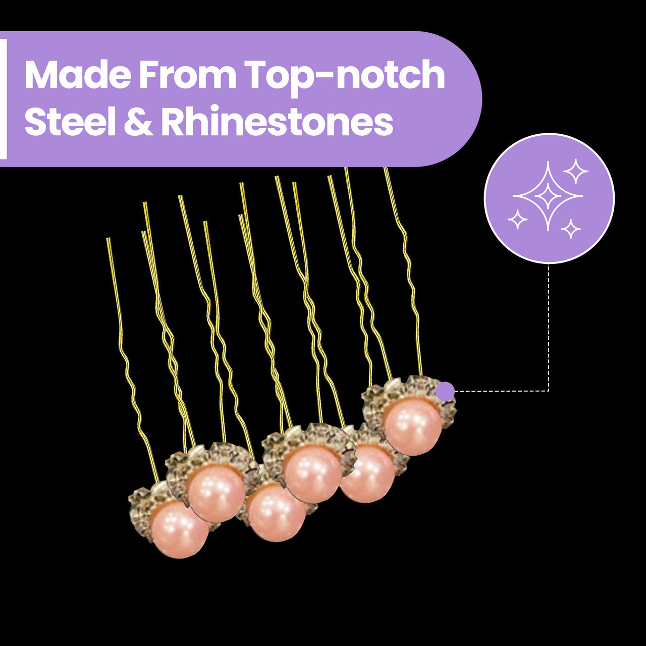 Pearl Flower Hair Pins (10pcs) - Pink