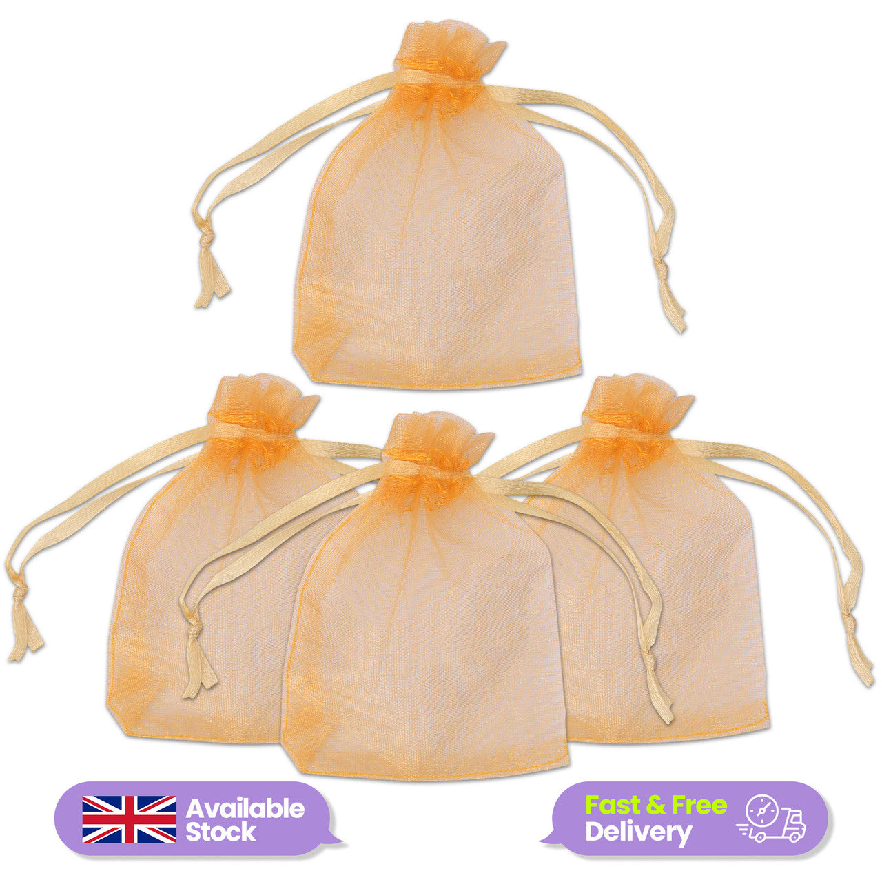 Organza Bags - 7cm x 9cm - 100pcs - Gold