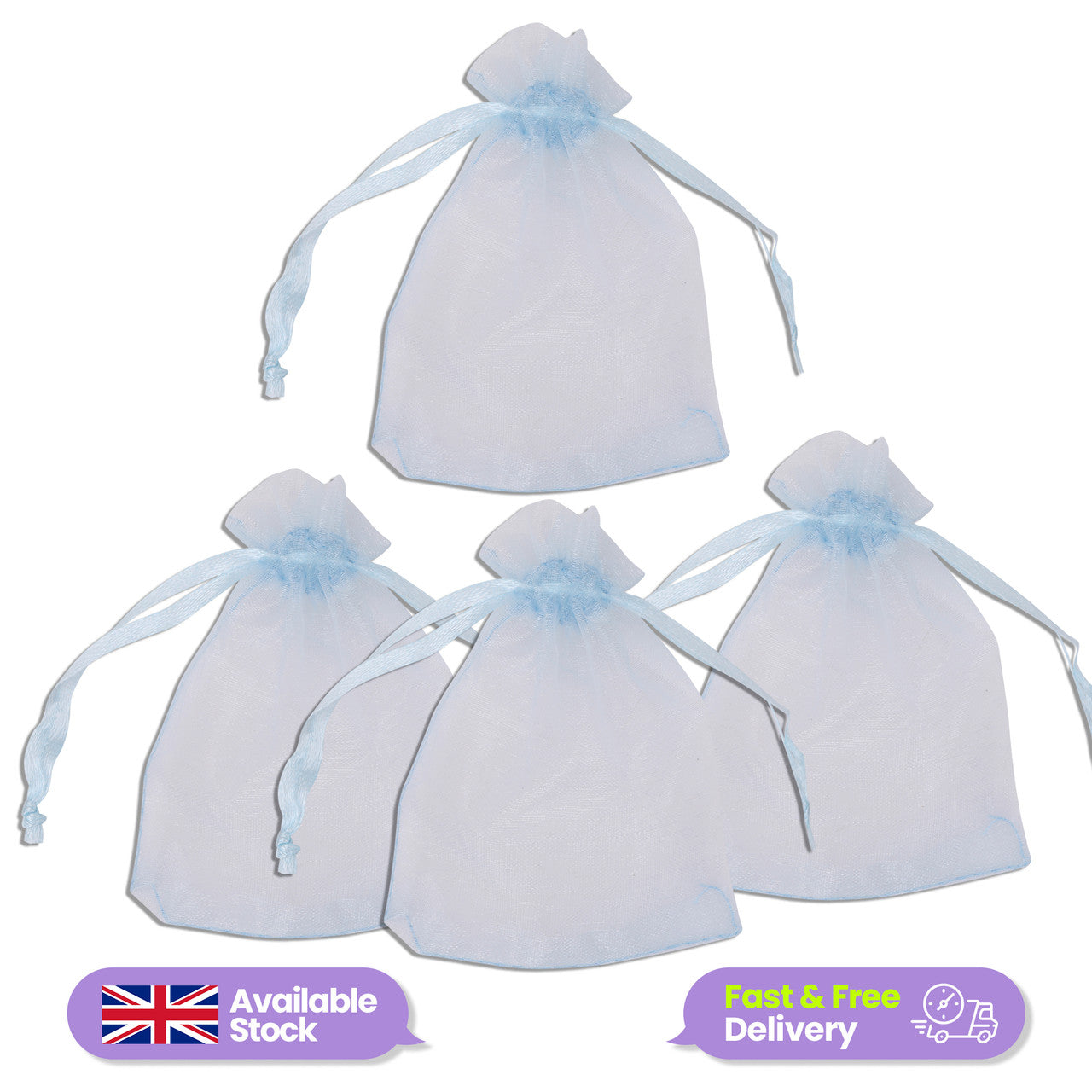 Organza Bags - 7cm x 9cm - 100pcs - Blue