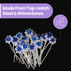Flower Crystal Hair Pins - 10pcs