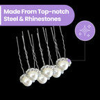 Pearl Flower Hair Pins (10pcs) - White