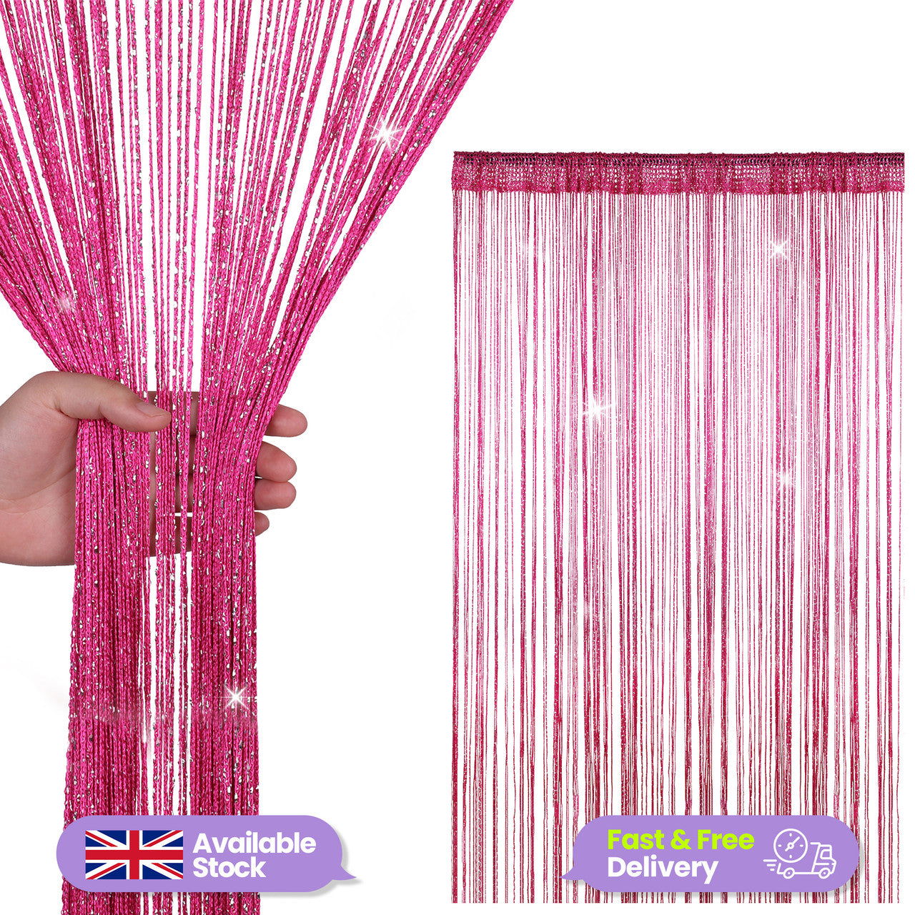 String Curtain Panel - Hot Pink