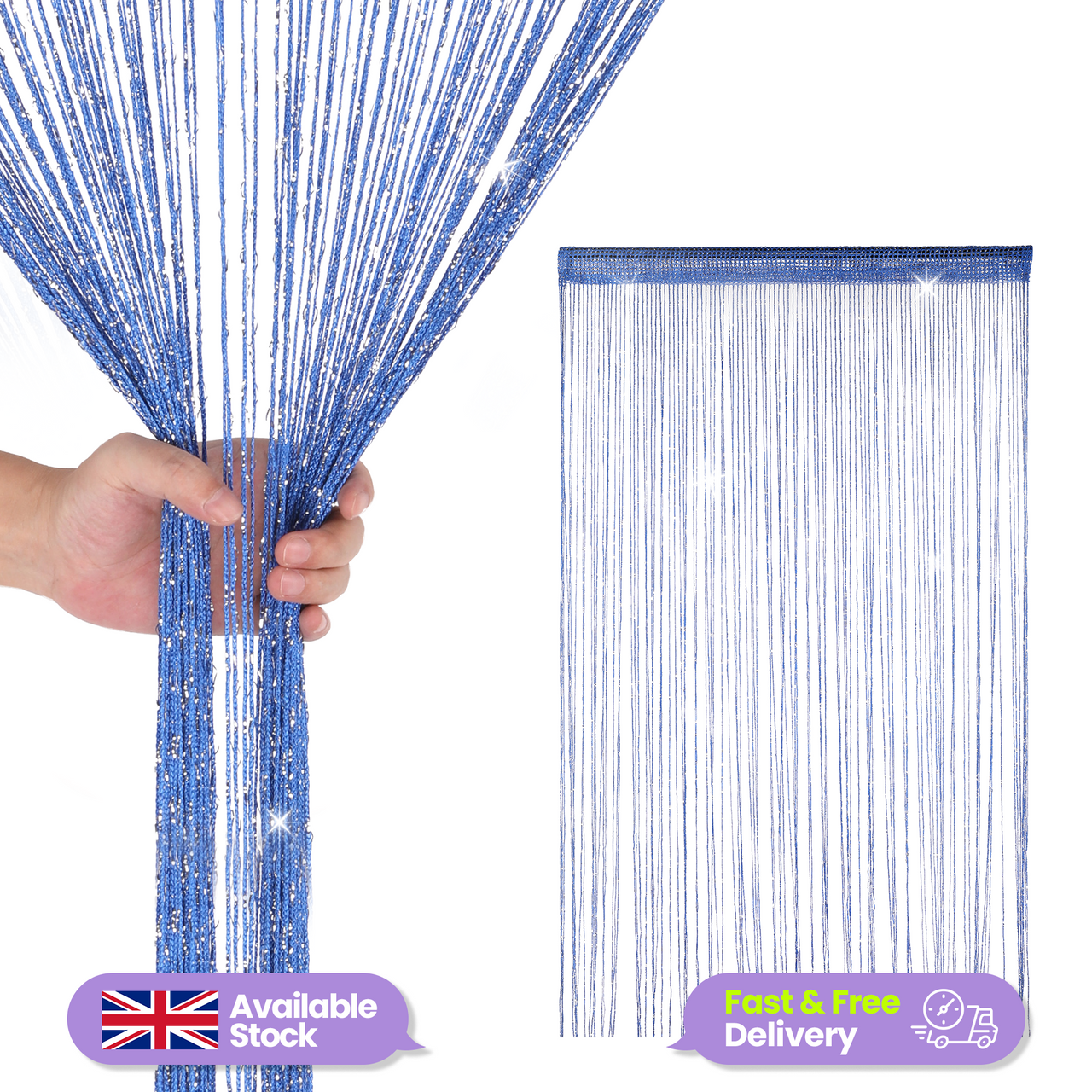 String Curtain Panel - Royal Blue
