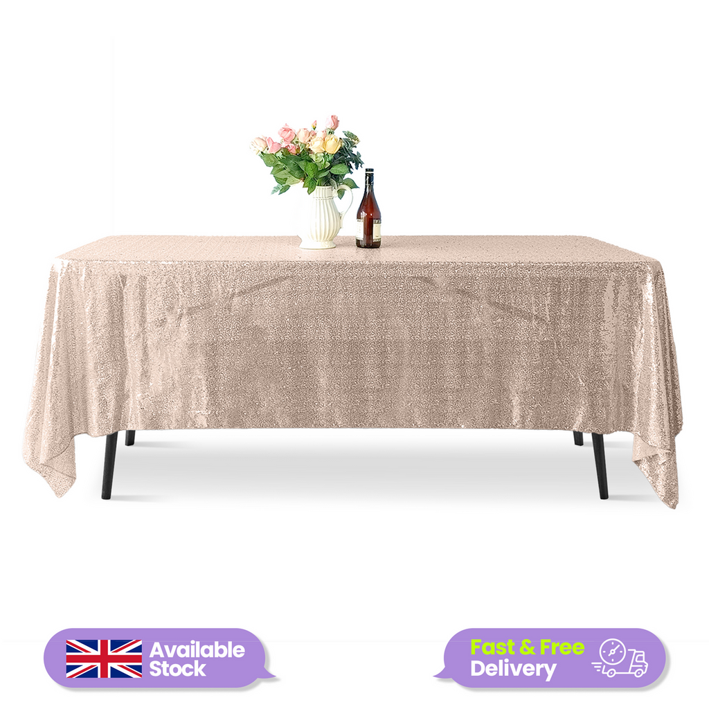 Sequin Rectangle Sparkly Tablecloth - Rose Gold