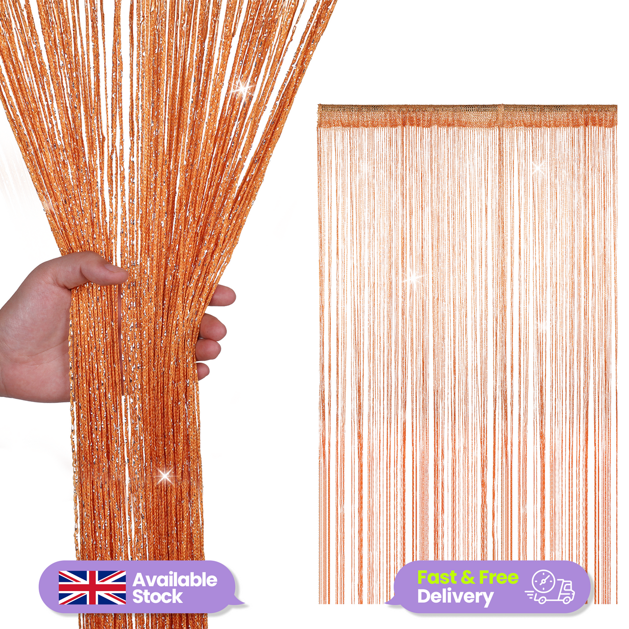 String Curtain Panel - Orange