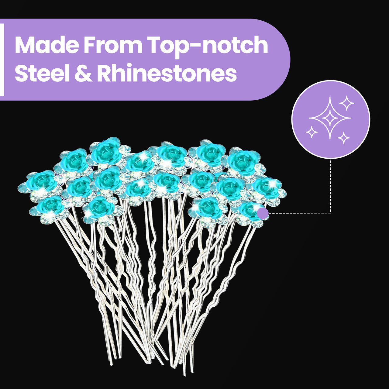 Flower Crystal Hair Pins - 10pcs