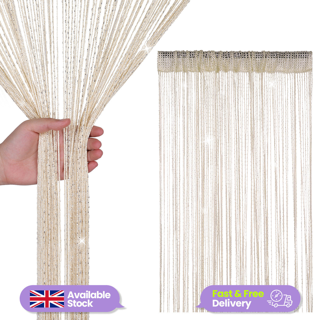 String Curtain Panel - Beige
