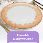 13" Round Charger Plate - Clear with Copper Textured Trim