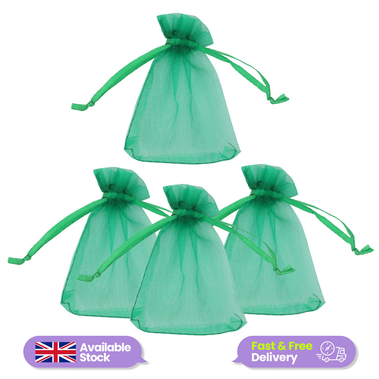 Organza Bags - 7cm x 9cm - 100pcs - Dark Green