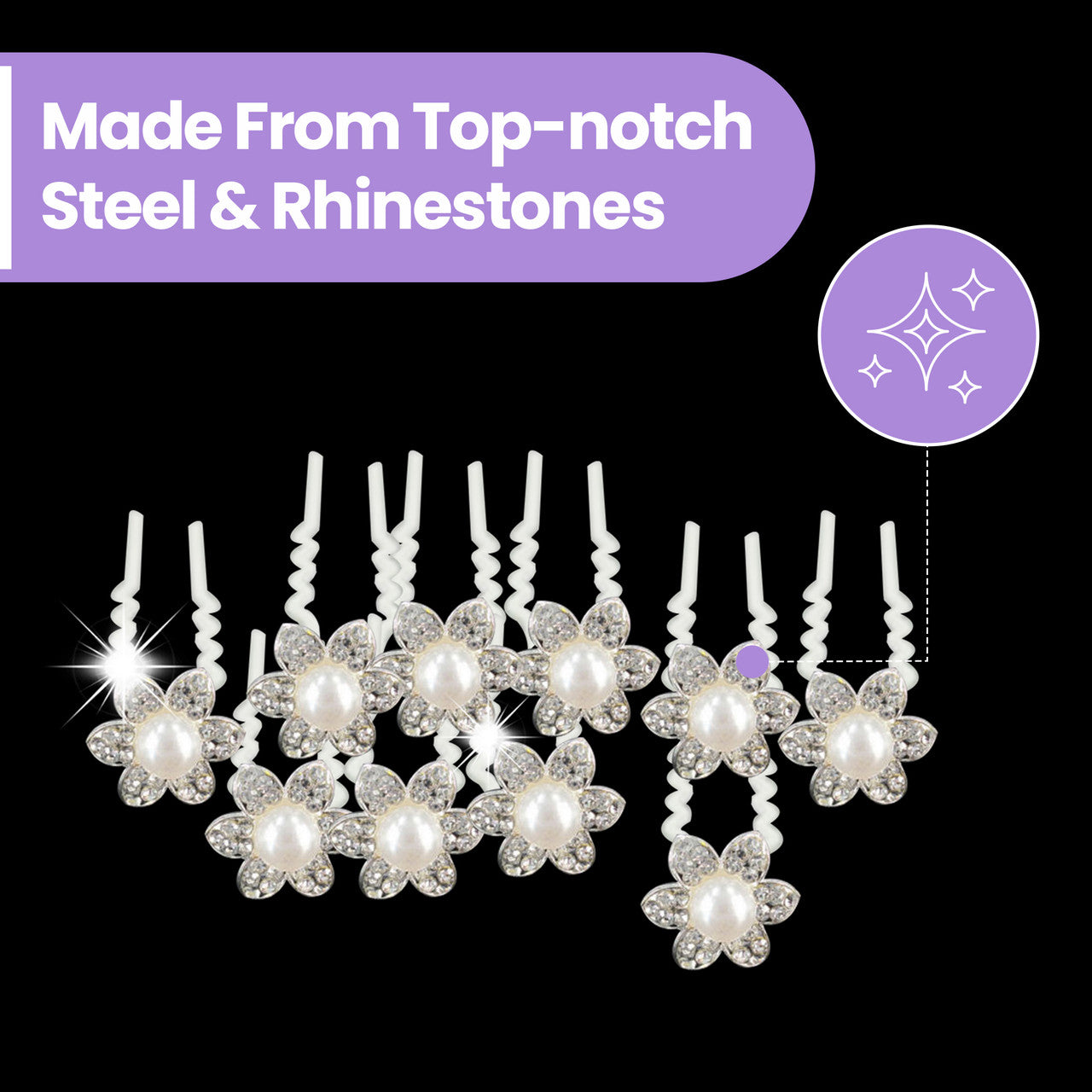 Pearl Flower Hair Pins (10pcs) - Clear