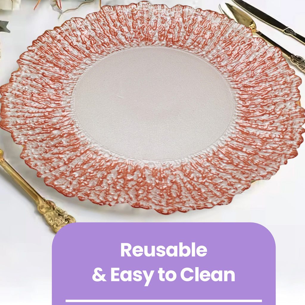 13" Round Charger Plate - Crackled Rose Gold