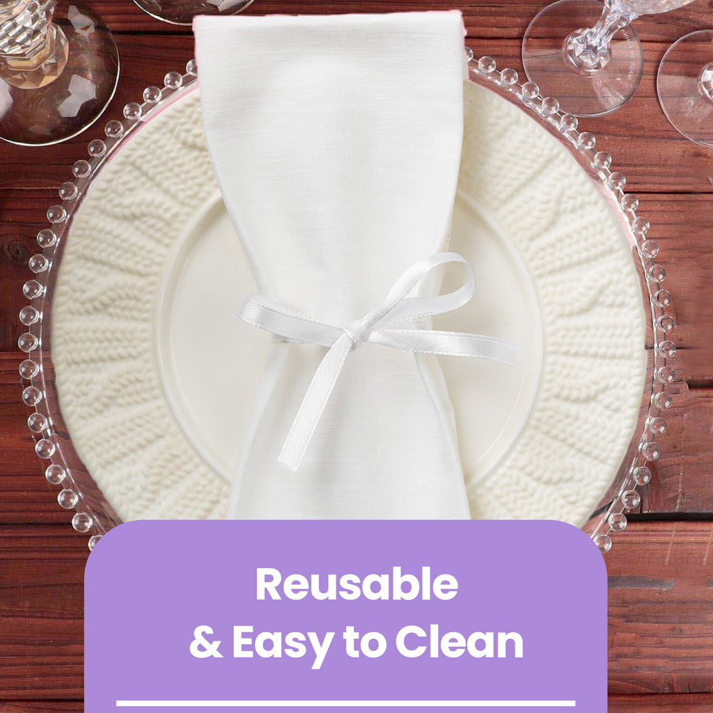 Round Charger Plate - Clear with Clear Beads x 6