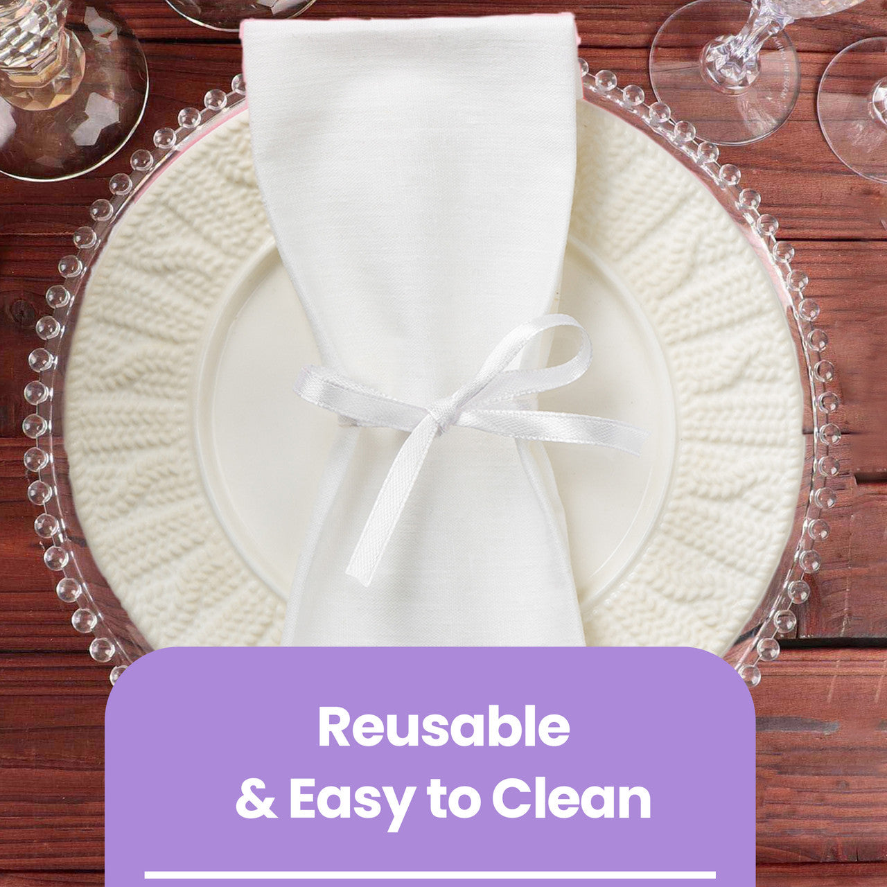 Round Charger Plate - Clear with Clear Beads x 6
