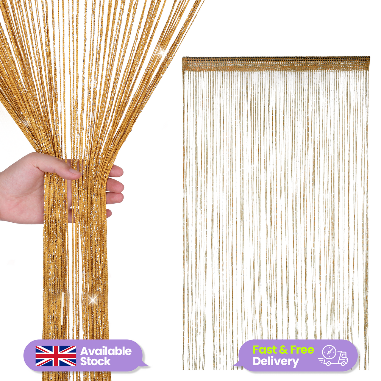 String Curtain Panel - Gold