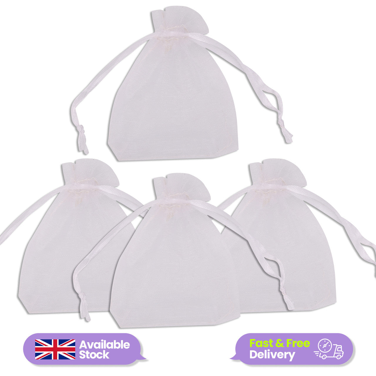 Organza Bags - 7cm x 9cm - 100pcs - White