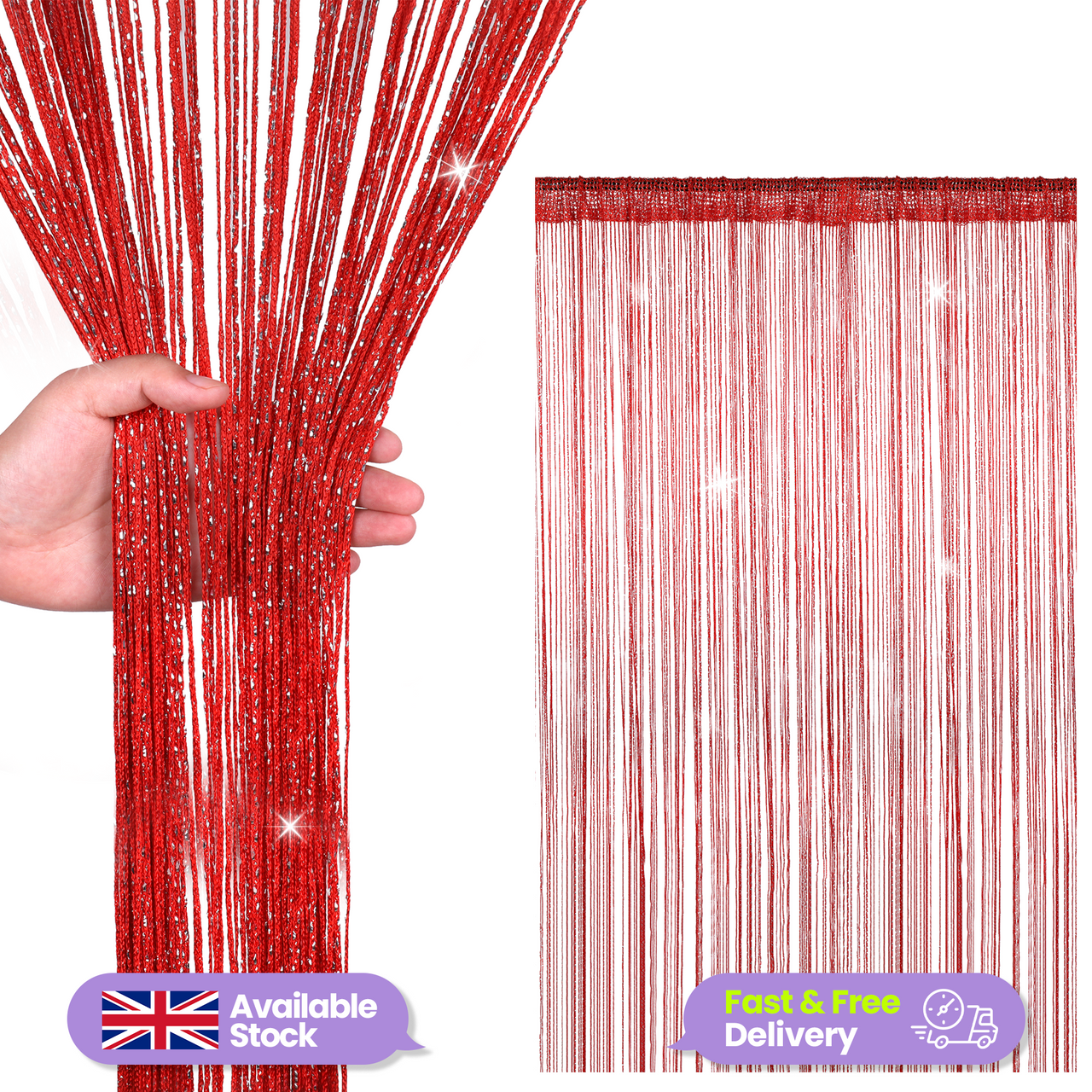 String Curtain Panel - Red