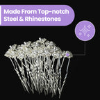 Flower Crystal Hair Pins - 10pcs