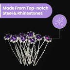 Flower Crystal Hair Pins - 10pcs