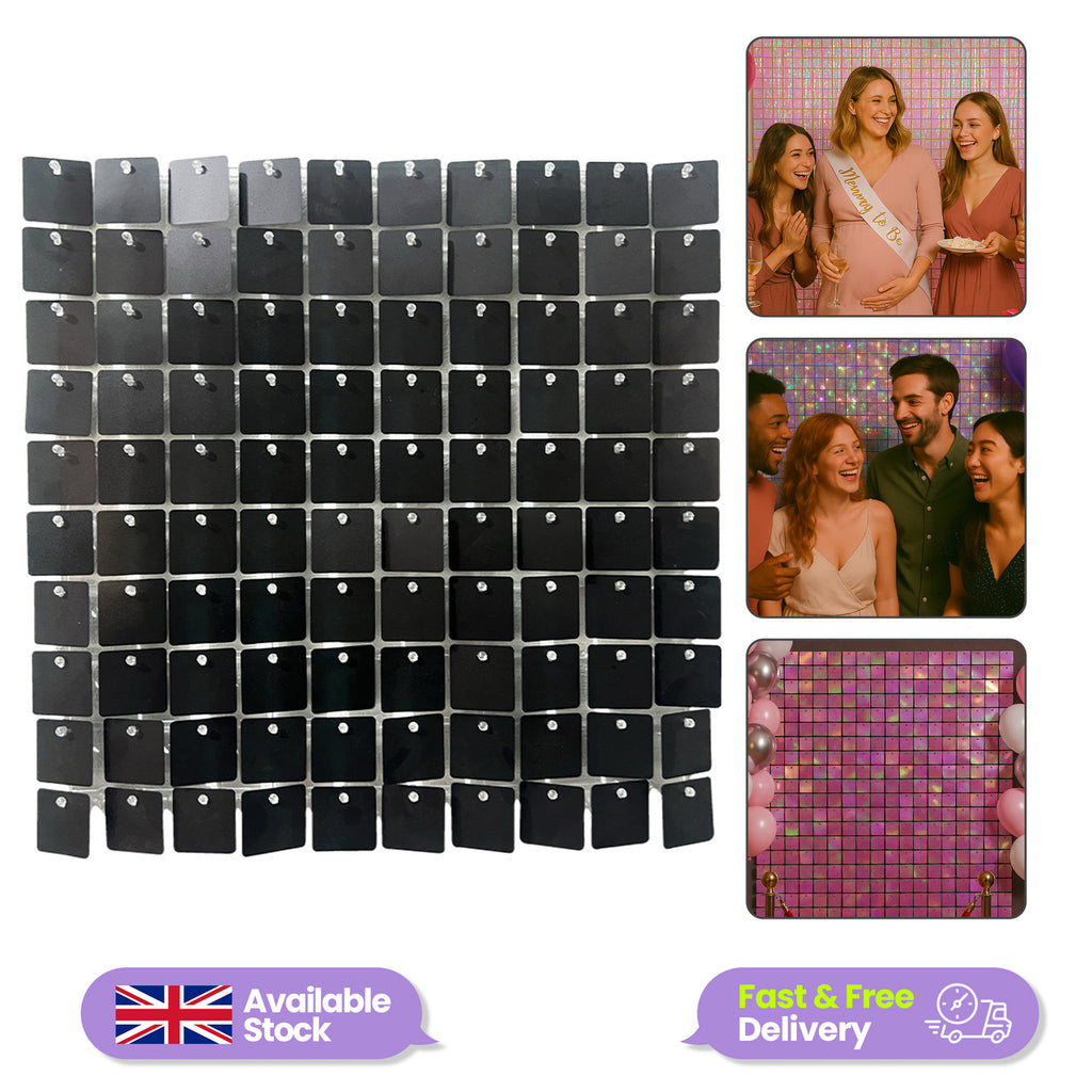30x30cm Sequin Square Backdrop - Black
