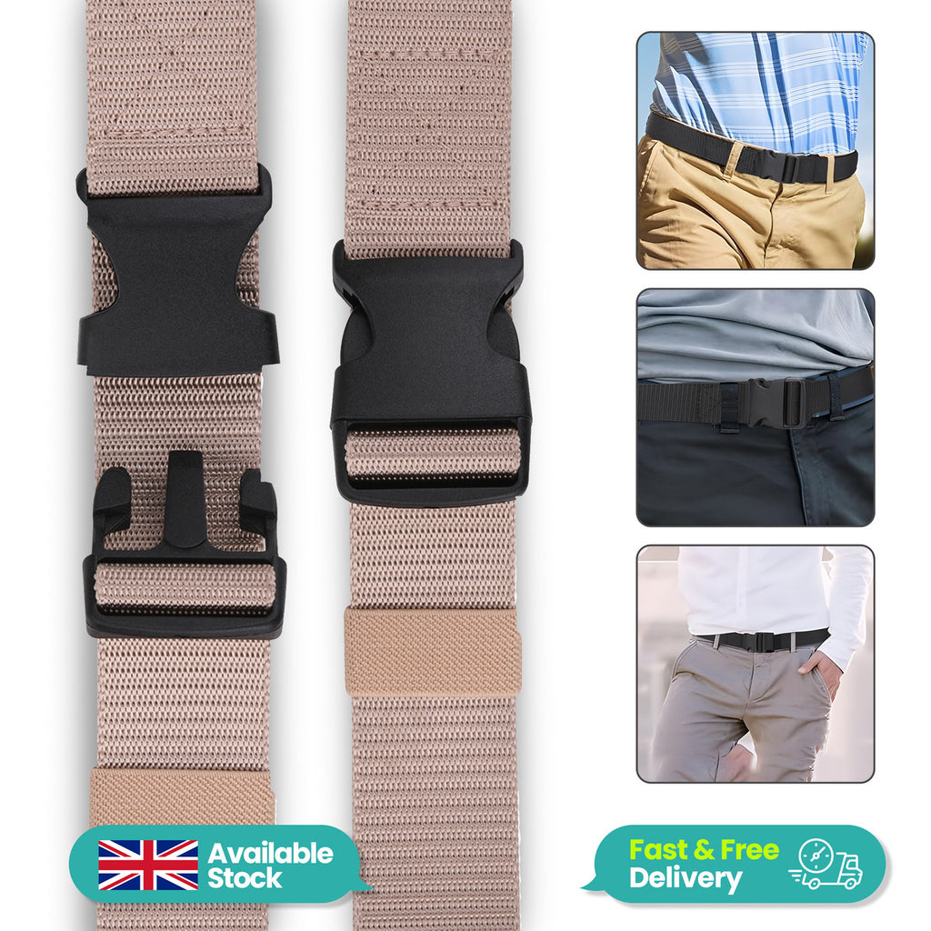 Webbing Canvas Belt with Plastic Clip Buckle - Cream