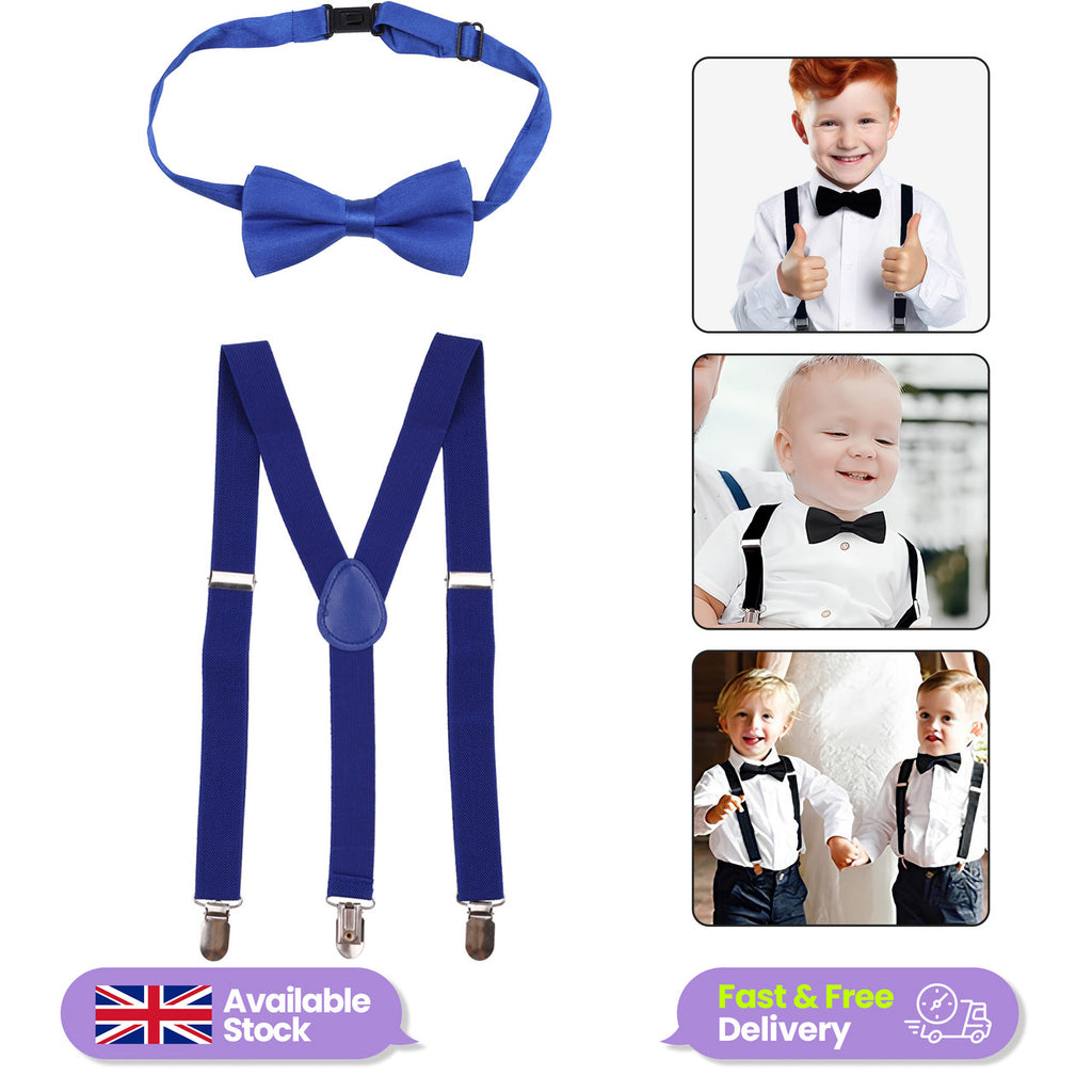 Kids Braces with Bow Tie - 25mm - Royal Blue