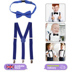 Kids Braces with Bow Tie - 25mm - Royal Blue