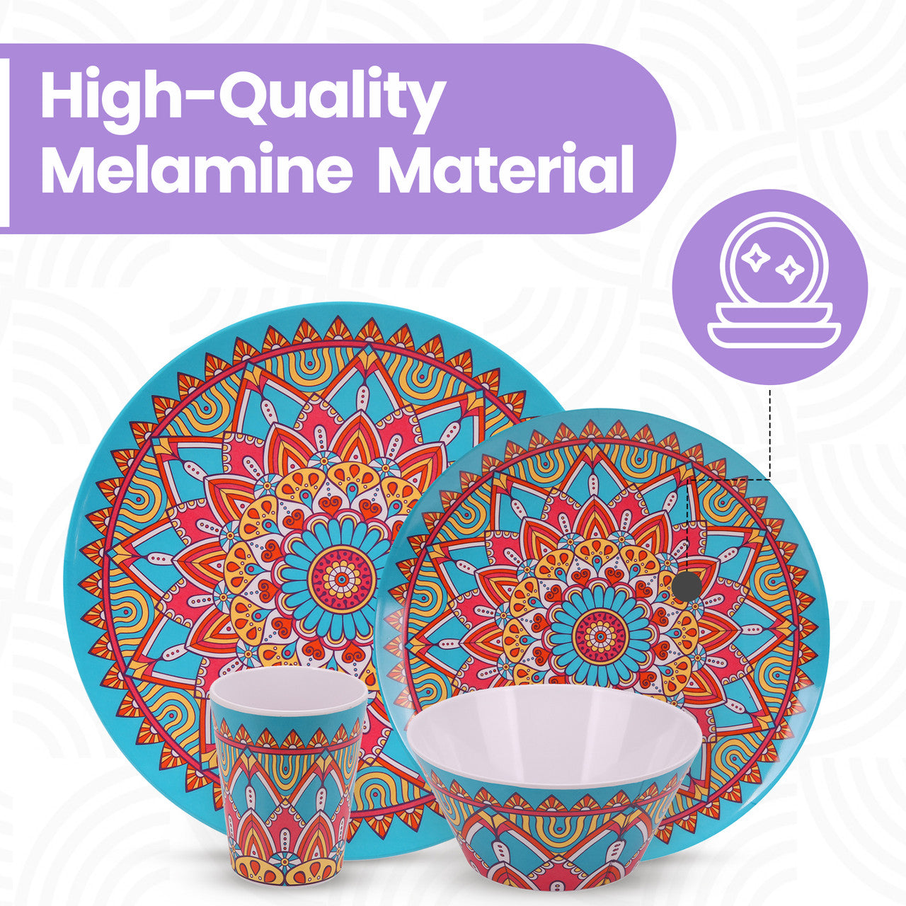 Moroccan Design Melamine BBQ and Party Set - 16pcs