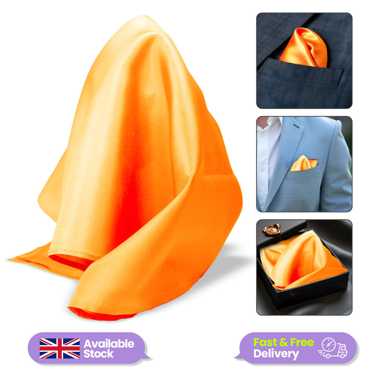 Pocket Square Handkerchief - Orange