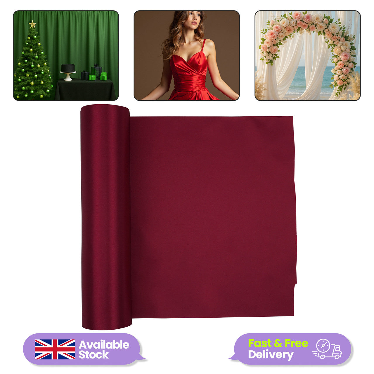 Satin Roll - Burgundy