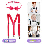 Kids Braces with Bow Tie - 25mm - Hot Pink