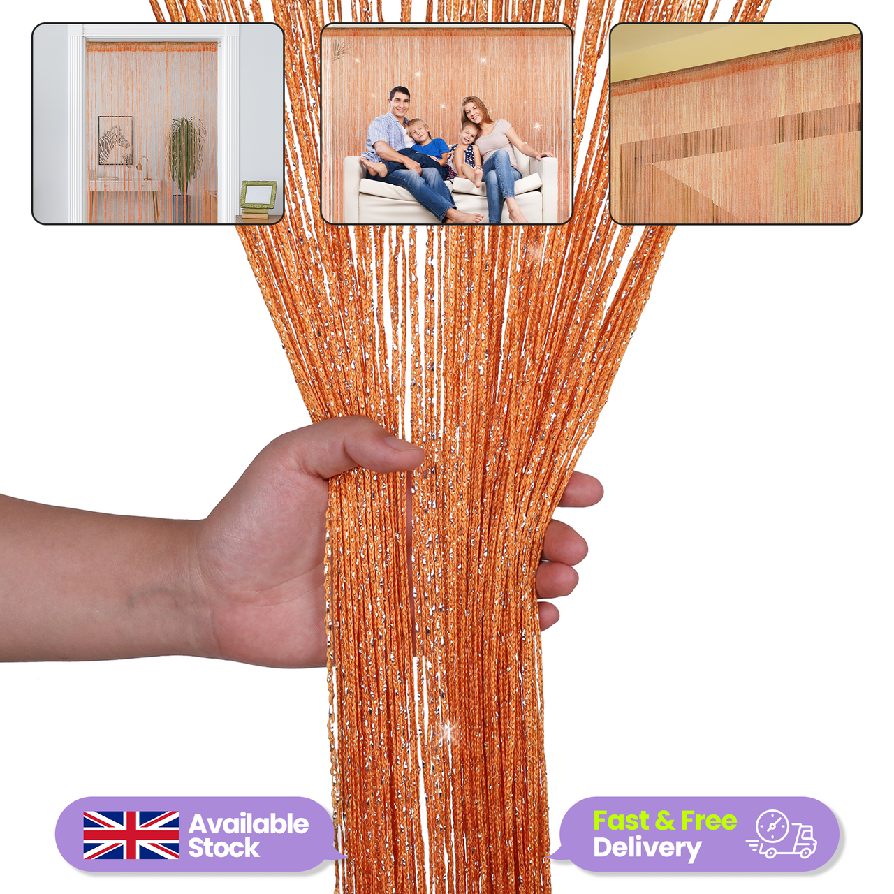 String Curtain Panel - Orange