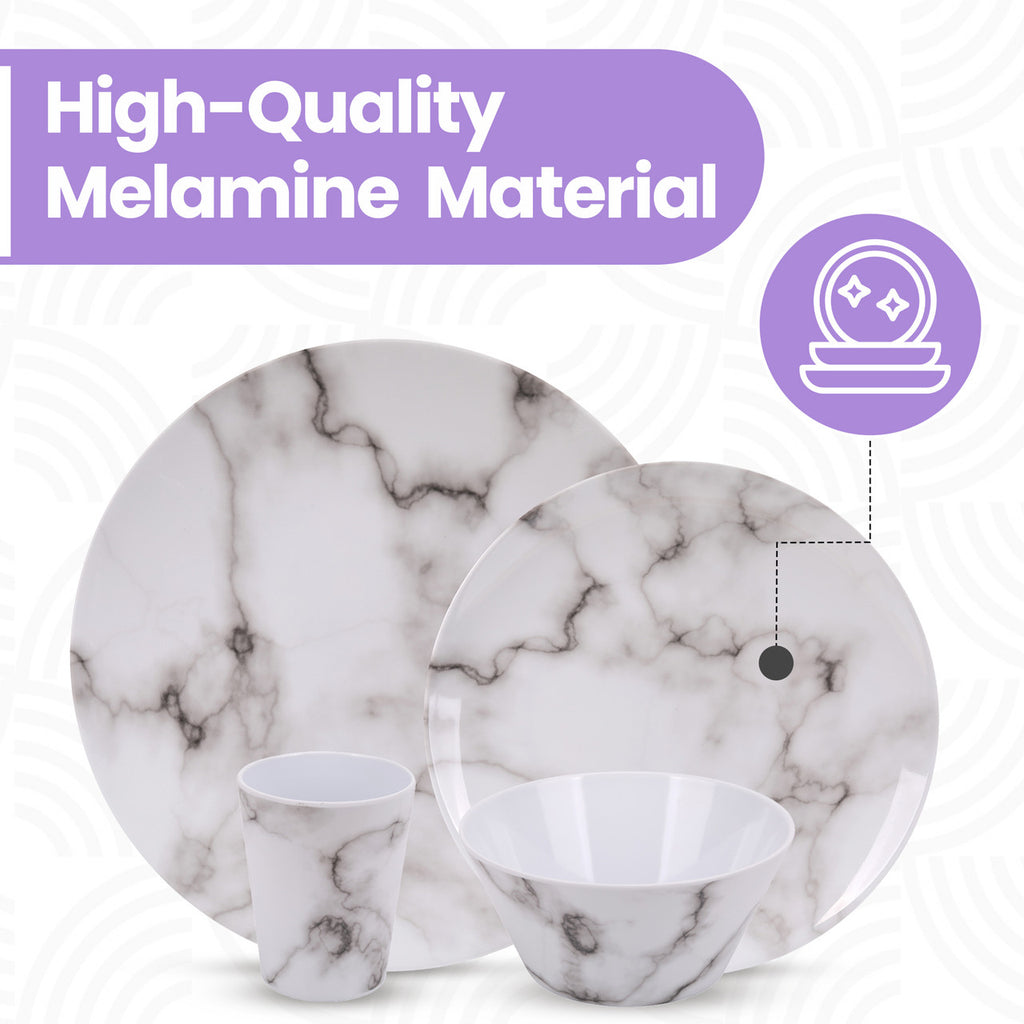 Marble Design Melamine BBQ and Party Set - 16pcs
