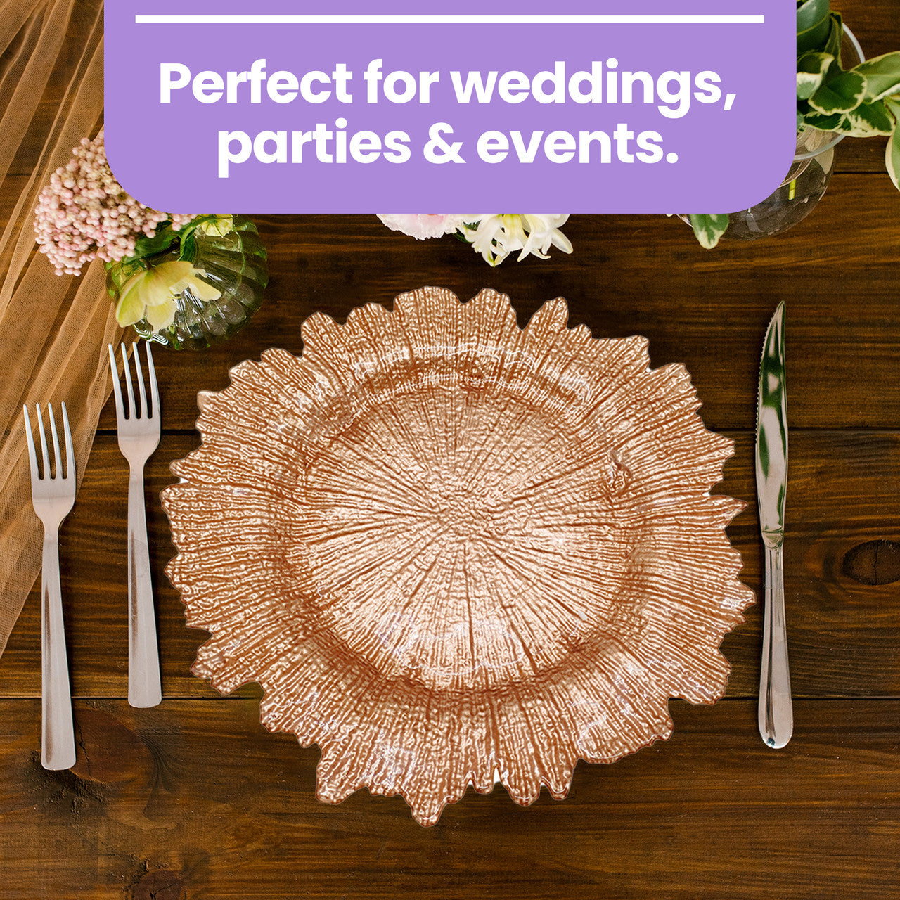 13" Round Charger Plate - Vintage Rose Gold