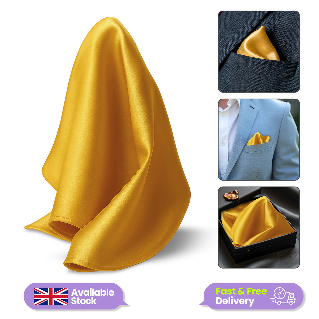 Pocket Square Handkerchief - Gold