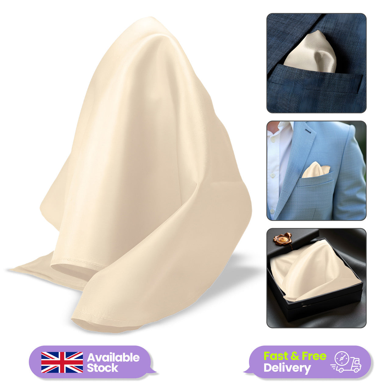 Pocket Square Handkerchief - Ivory