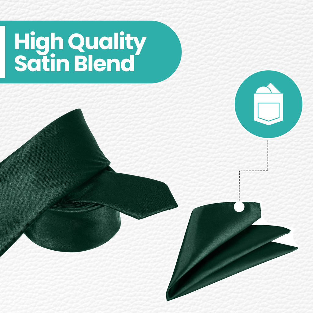 Dark Green Tie and Handkerchief