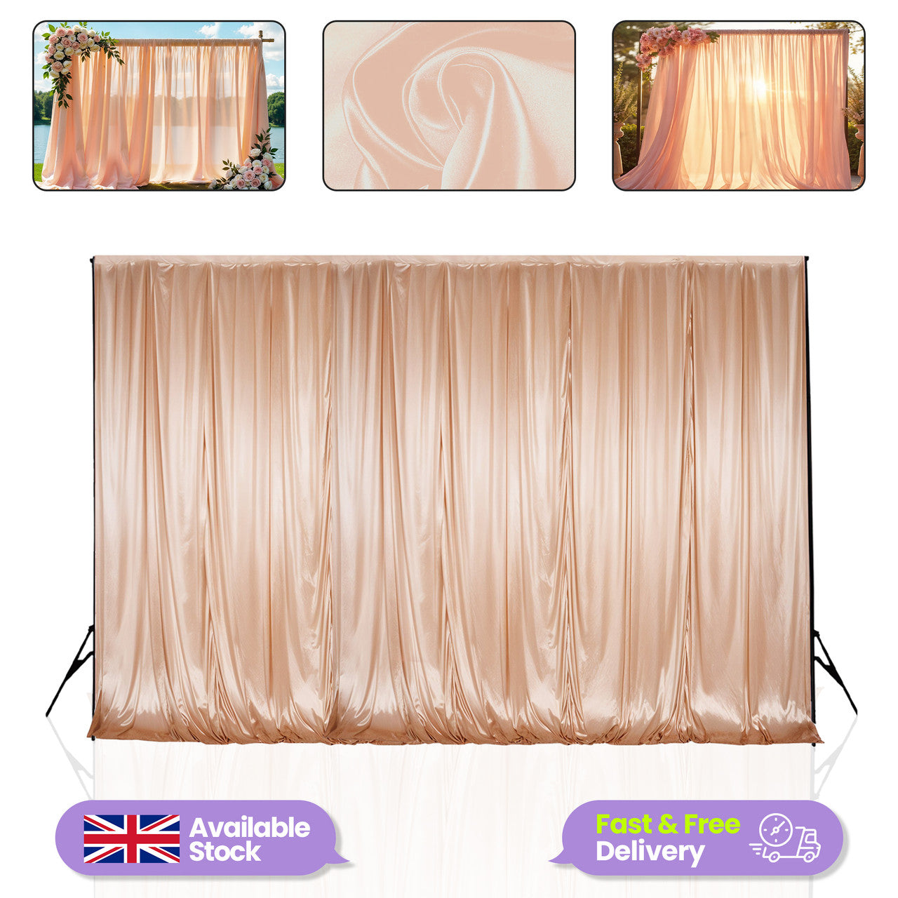 100GSM Ice Silk Photography Backdrop (No Swag) - Rose Gold