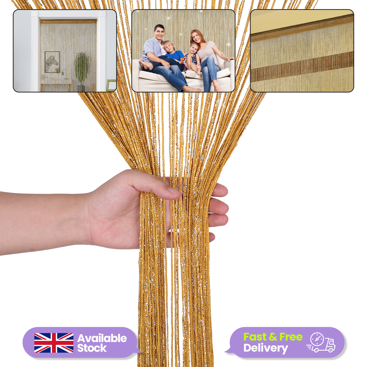 String Curtain Panel - Gold