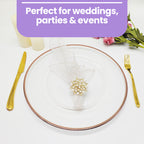 Round Charger Plate - Clear with Rose Gold Trim x 6