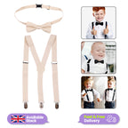 Kids Braces with Bow Tie - 25mm - Beige