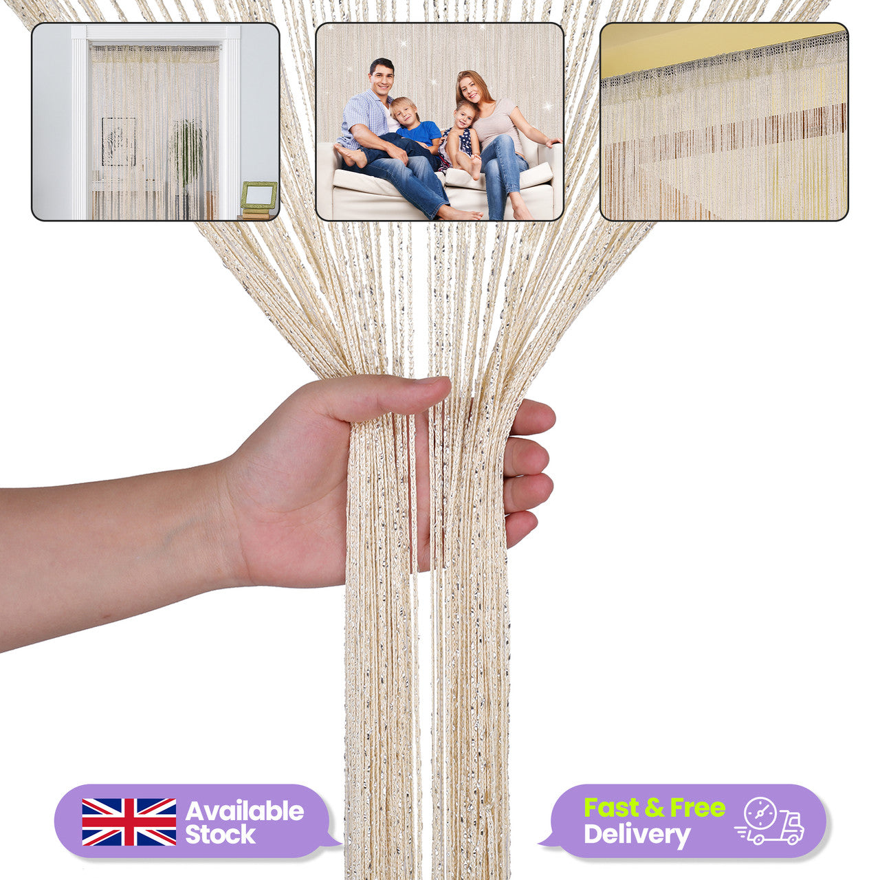 String Curtain Panel - Beige
