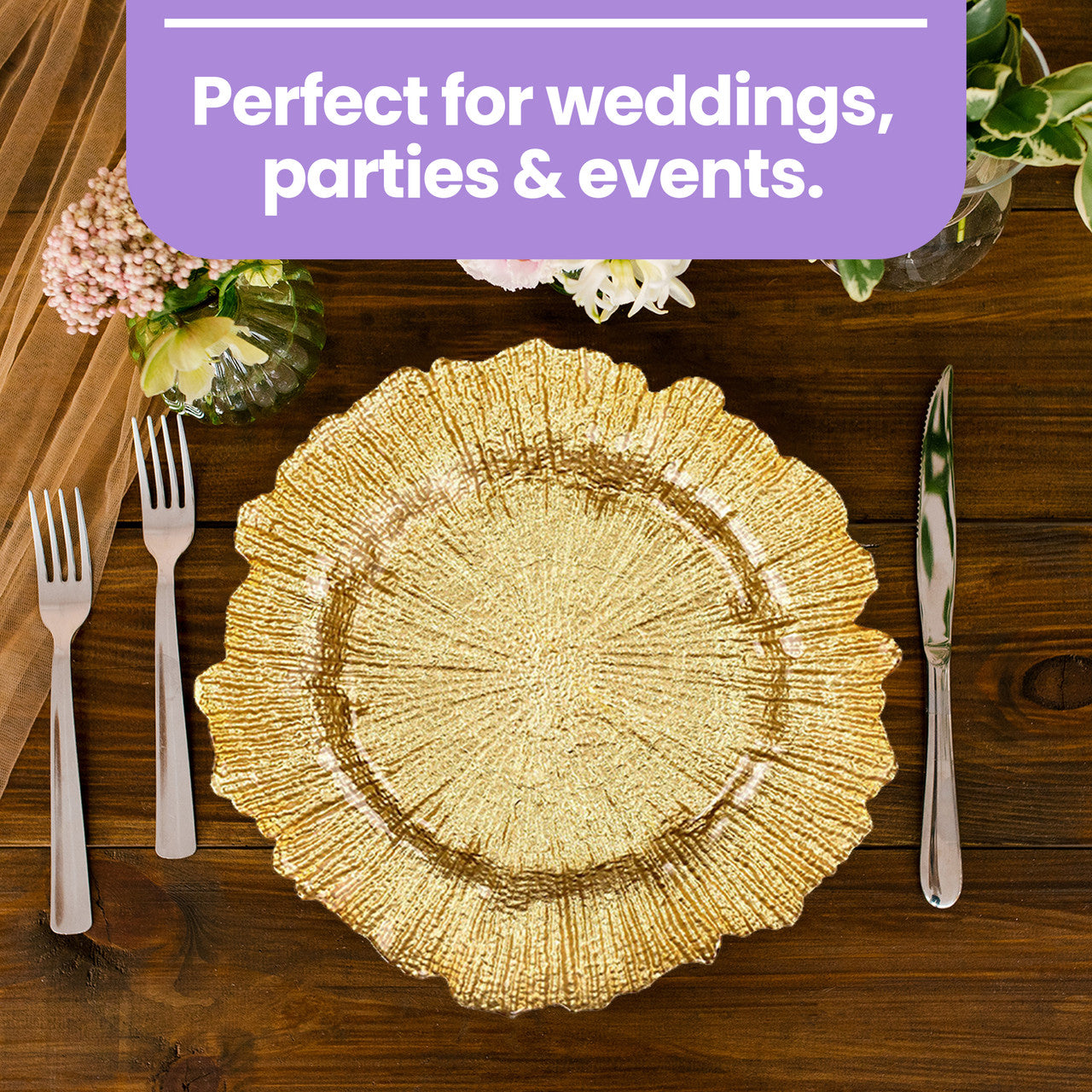 Decorative Charger Plates for Parties - 24Pcs
